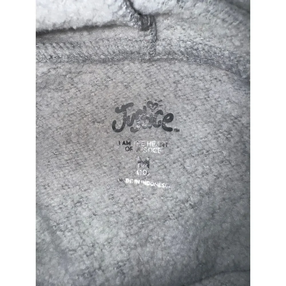 Justice Girls Gray Happiness is a Sate of Mind Flower Hoodie, Size M (10)